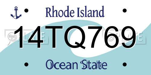 14TQ769 Rhode Island License Plate