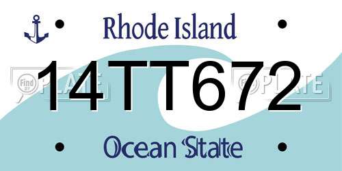 14TT672 Rhode Island License Plate