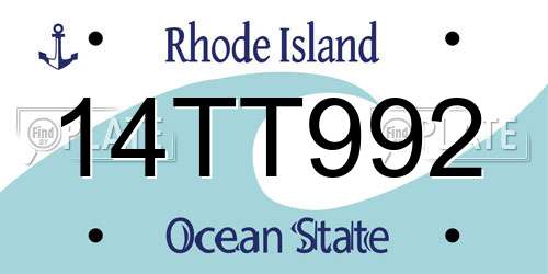 14TT992 Rhode Island License Plate