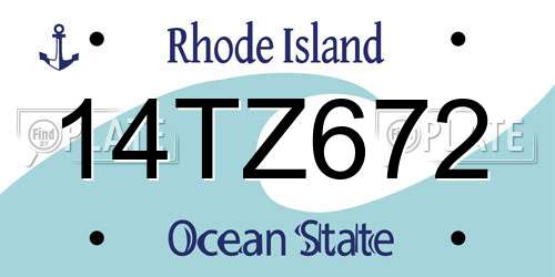14TZ672 Rhode Island License Plate