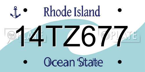 14TZ677 Rhode Island License Plate