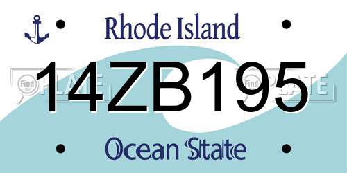 14ZB195 Rhode Island License Plate