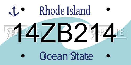 14ZB214 Rhode Island License Plate