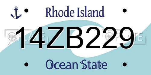 14ZB229 Rhode Island License Plate