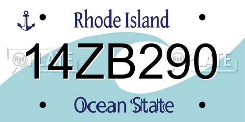 14ZB290 Rhode Island License Plate