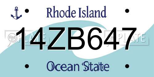 14ZB647 Rhode Island License Plate