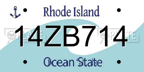 14ZB714 Rhode Island License Plate