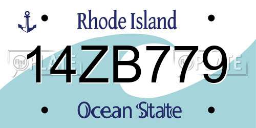 14ZB779 Rhode Island License Plate