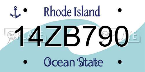 14ZB790 Rhode Island License Plate