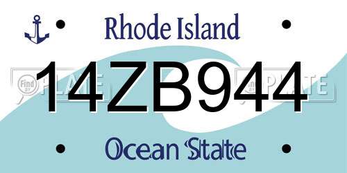 14ZB944 Rhode Island License Plate