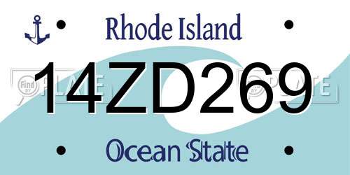 14ZD269 Rhode Island License Plate