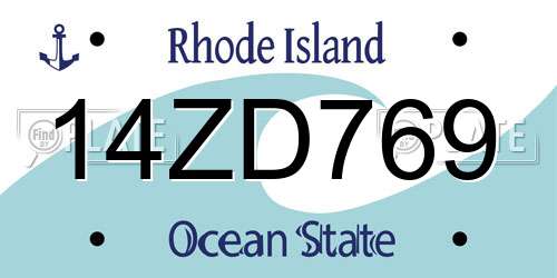 14ZD769 Rhode Island License Plate
