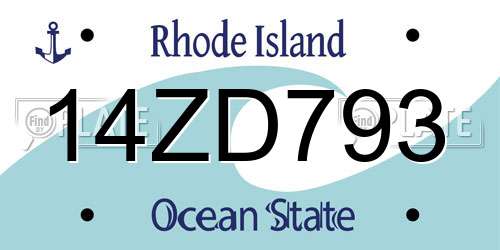 14ZD793 Rhode Island License Plate