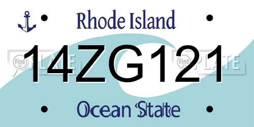 14ZG121 Rhode Island License Plate
