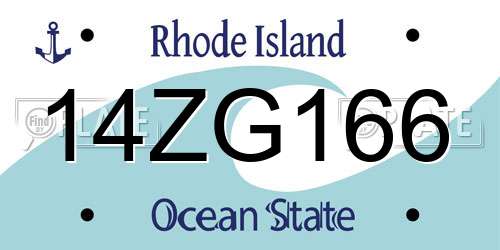 14ZG166 Rhode Island License Plate