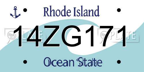 14ZG171 Rhode Island License Plate