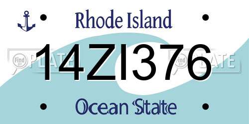 14ZI376 Rhode Island License Plate