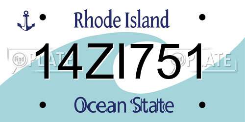 14ZI751 Rhode Island License Plate