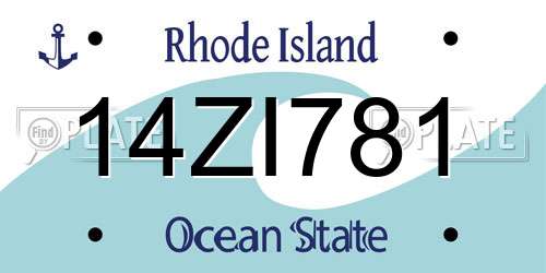 14ZI781 Rhode Island License Plate