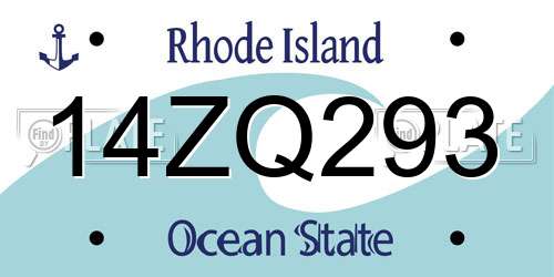 14ZQ293 Rhode Island License Plate