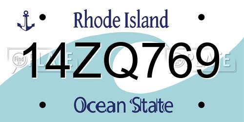14ZQ769 Rhode Island License Plate