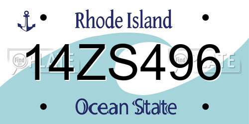 14ZS496 Rhode Island License Plate