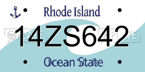 14ZS642 Rhode Island License Plate