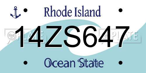 14ZS647 Rhode Island License Plate