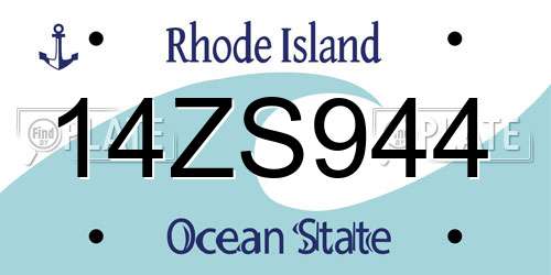 14ZS944 Rhode Island License Plate