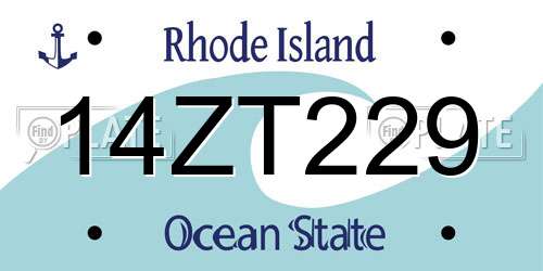 14ZT229 Rhode Island License Plate