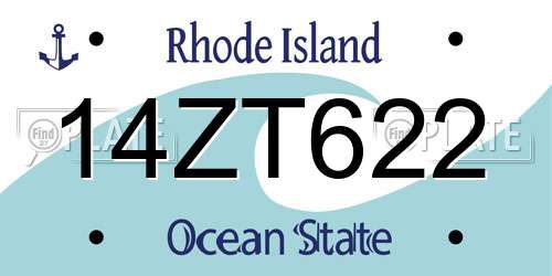 14ZT622 Rhode Island License Plate