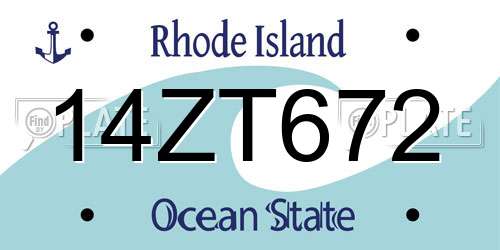 14ZT672 Rhode Island License Plate