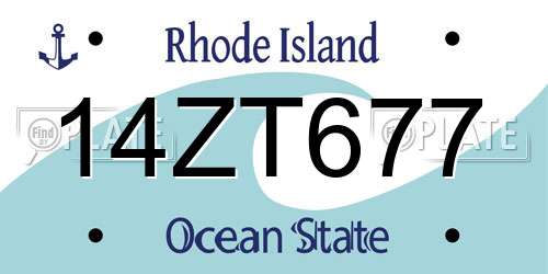 14ZT677 Rhode Island License Plate