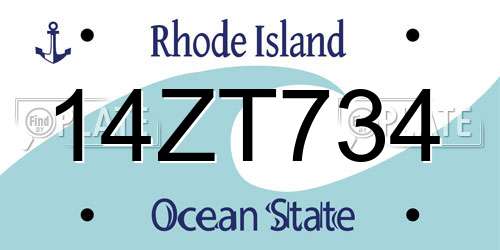14ZT734 Rhode Island License Plate