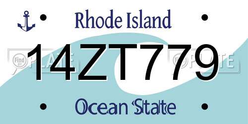 14ZT779 Rhode Island License Plate