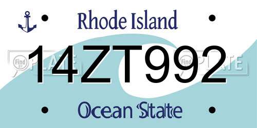 14ZT992 Rhode Island License Plate