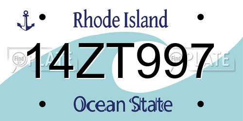 14ZT997 Rhode Island License Plate