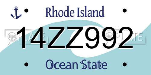 14ZZ992 Rhode Island License Plate