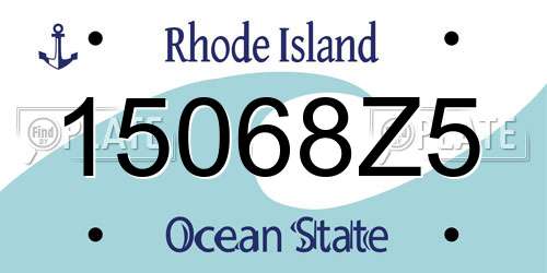 15068Z5 Rhode Island License Plate