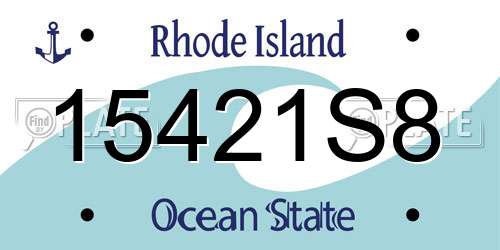 15421S8 Rhode Island License Plate