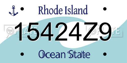 15424Z9 Rhode Island License Plate