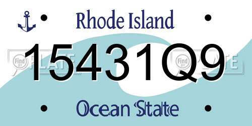 15431Q9 Rhode Island License Plate
