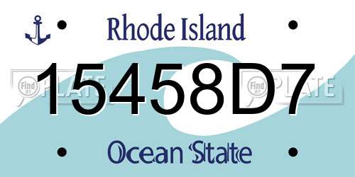 15458D7 Rhode Island License Plate