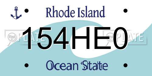 154HE0 Rhode Island License Plate