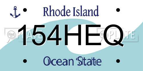 154HEQ Rhode Island License Plate