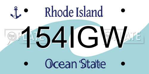 154IGW Rhode Island License Plate