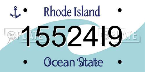 15524I9 Rhode Island License Plate
