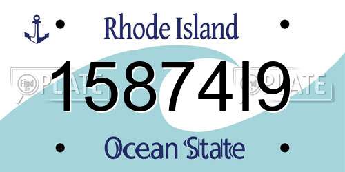 15874I9 Rhode Island License Plate