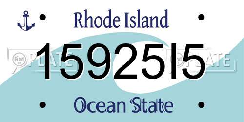 15925I5 Rhode Island License Plate