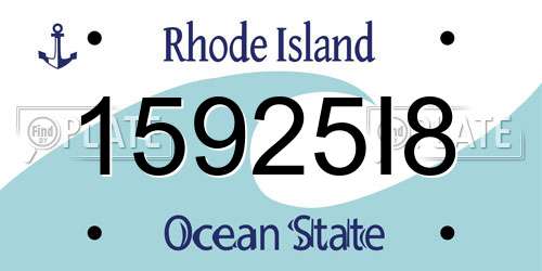15925I8 Rhode Island License Plate